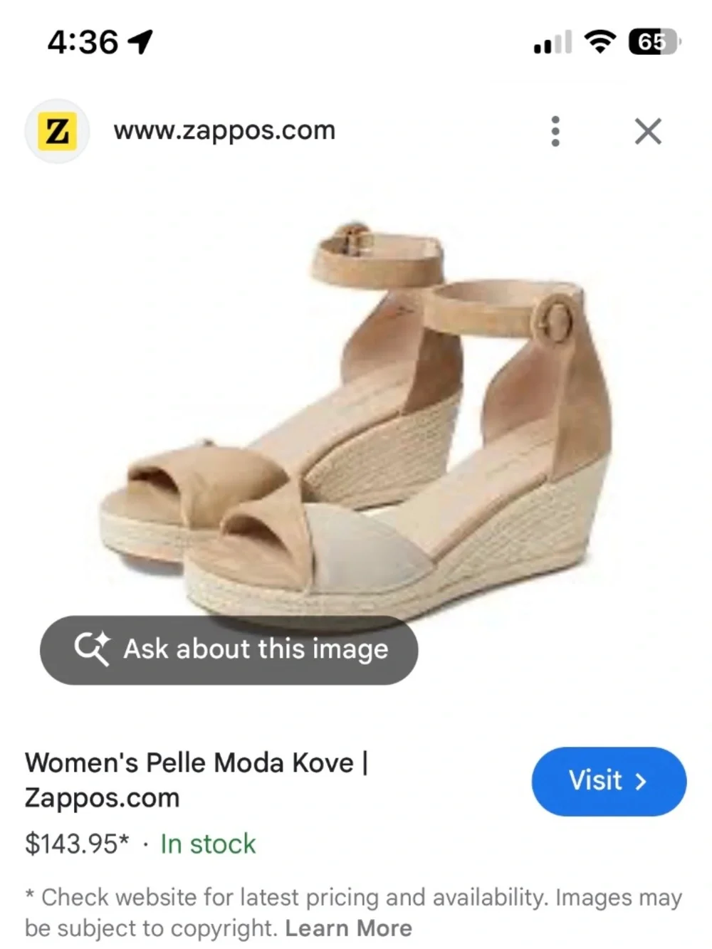 Pelle Moda Kove Two-Tone Beige Espadrille Wedge Sandal